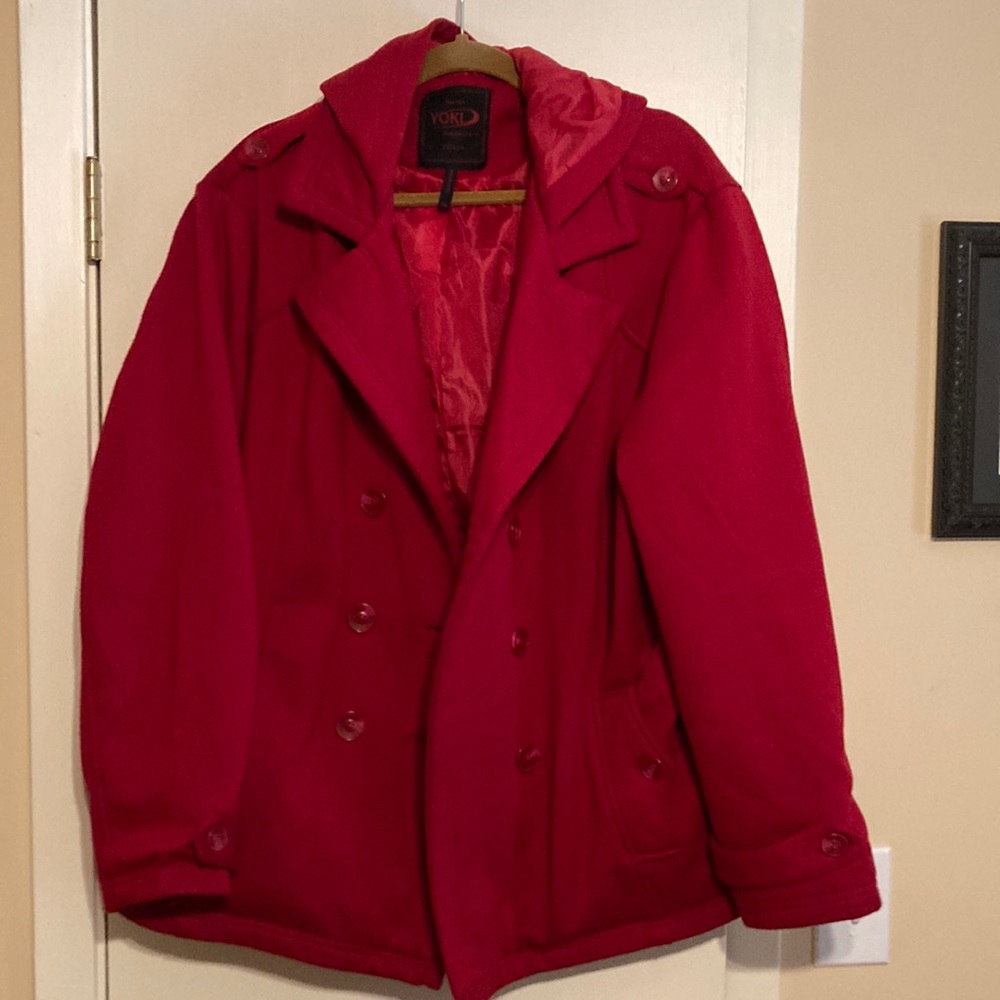 Red double breasted jacket coat New York Yoki